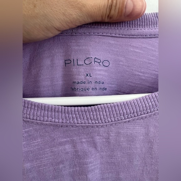 Pilcro Crew-Neck Ruched & Smocked-Sleeve Lavender Top (Size XL) - Picture 6 of 9